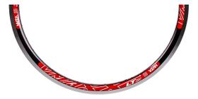 Aro Aero Vzan Vmaxx 26 com 36 Furos para Freio V-brake para bicicleta preto com vermelho