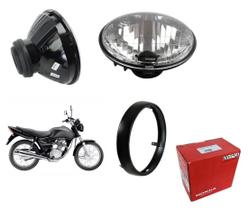 Aro + Bloco Farol Honda Cg Titan Fan 125 150 2000 Ate 2013