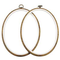 Aro bordado, guofa, 11 polegadas, plástico oval de madeira imitada, 2 peças Aro bordado, guofa, 11 polegadas, plástico oval de madeira imitada, 2 peças