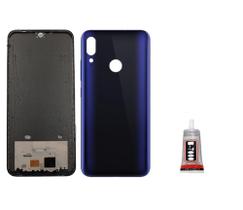 Aro Chassis Moto E6 Plus + Tampa Traseira Azul e Cola