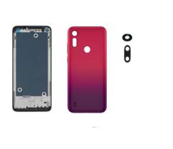 Aro Chassis Motorola Moto E6s + Tampa traseira Rosa e Lente