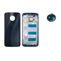 Aro Chassis Motorola Moto G6 Plus Azul Indigo + Tampa Vidro Traseira e Lente