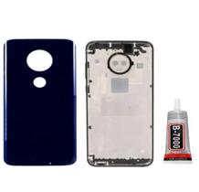 Aro Chassis Motorola Moto G7 Plus Azul Indigo + Tampa Vidro Traseira e Cola