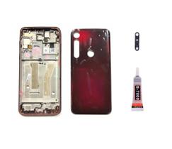 Aro Chassis Motorola Moto G8 Plus Vermelho + Tampa Traseira lente e Cola