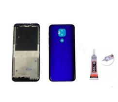 Aro Chassis Motorola Moto G9 Play Azul + Tampa Traseira e Cola