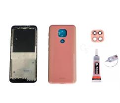 Aro Chassis Motorola Moto G9 Play Rosa + Tampa Traseira Lente e Cola