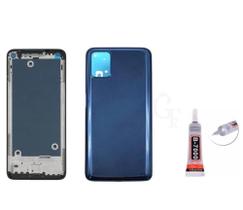 Aro Chassis Motorola Moto G9 Plus Azul + Tampa Traseira e Cola