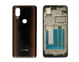 Aro Chassis Motorola Moto One Vision Marrom + Tampa Vidro Traseira Marrom