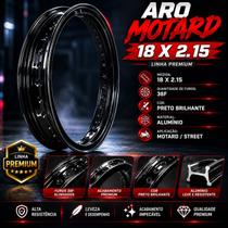 Aro de roda motard 18x70 2.15 36 furos aluminio preto brilhante