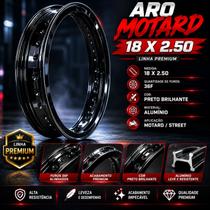 Aro de roda motard 18x80 2.50 36 furos aluminio preto brilhante