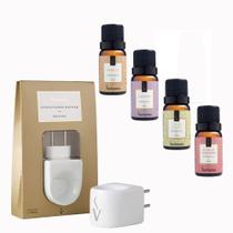 Aromatizador Difusor Porcelana Via Aroma + 4 Essências Vanilla Lavanda Capim Limão Flor Cerejeira Aromatizador Difusor Porcelana Via Aroma + 4 Essências Vanilla Lavanda Capim Limão Flor Cerejeira
