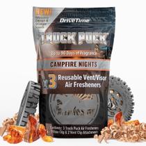 Aromatizador para carro Drive Time Truck Puck Campfire, pacote com 3