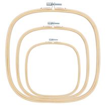 Aros de bordado Caydo Square 15 cm, 20 cm, 25 cm, bambu, 3 peças