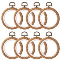 Aros de bordado Framendino Round Mini, pacote com 8 cm, madeira imitada