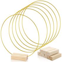 Aros de metal FSWCCK Macrame de 25 cm com suportes de madeira (pacote com 5)