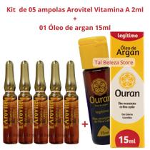 Arovitel 5 Ampolas Vitamina A 2ml + 1 Óleo de argan Ouran 15ml