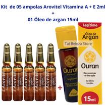 Arovitel 5 Vitaminas A+E 2 Ml + 1 Óleo de argan Ouran 15 ml Arovitel 5 Vitaminas A+E 2 Ml + 1 Óleo de argan Ouran 15 ml