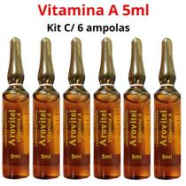 Arovitel Vitamina A 5ml -Kit Com 6 Ampolas P/ Pele E Cabelo