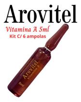 Arovitel Vitamina A 5ml - Kit Com 6 Ampolas P/ Pele E Cabelo