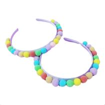 Arquinho de Pompom para Cabelo Infantil