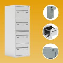 Arquivo Aço 4 Gavetas Simples Montados Cinza - 10010 Arquivo Aço 4 Gavetas Simples Montados Cinza - 10010