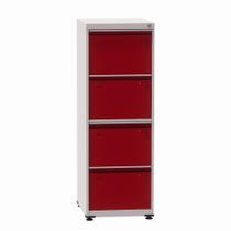 Arquivo de Aço com 04 Gavetas Econômico Pandin 1,36 m Cinza e Vermelho Arquivo de Aço com 04 Gavetas Econômico Pandin 1,36 m Cinza e Vermelho