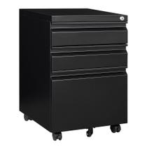 Arquivo de metal SISESOL com 3 gavetas, com chave, com rodízios, preto Arquivo de metal SISESOL com 3 gavetas, com chave, com rodízios, preto