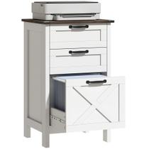 Arquivo Vertical HOMCOM com 3 Gavetas Branco Rústico Arquivo Vertical HOMCOM com 3 Gavetas Branco Rústico
