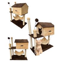 Arranhador Casa Com Rede Para Gato Brinquedo Bolinha - Lillo's Pet