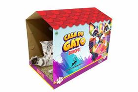 Arranhador Casa de Gato Toca Brinquedo Casinha de Papelão Anti-Estresse