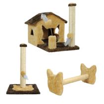 Arranhador Casa Para Gatos Sem Rede Poste Sisal Cara de Gato Brinquedos Cara De Gato