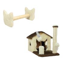 Arranhador Casa Para Gatos Sem Rede Poste Sisal Cara de Gato Brinquedos - Miupet