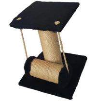 Arranhador Com Balanço Para Gatos Preto Com Detalhes Em Sisal