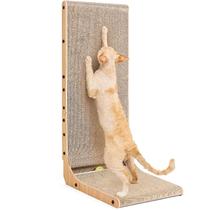 Arranhador de gato de papelão EHEYCIGA em forma de L 81 cm com brinquedo de bola