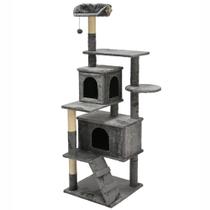 Arranhador de gato grande, luxuoso, multifuncional com casas, cama, poleiros, escada e brinquedo