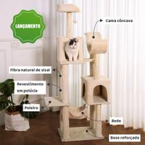 Arranhador de gato grande, luxuoso, multifuncional com casas, camas, rede, poleiros e brinquedo - Mighor