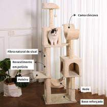 Arranhador de gato grande, luxuoso, multifuncional com casas, camas, rede, poleiros e brinquedo - Mighor
