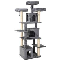 Arranhador de gato grande, luxuoso, multifuncional com três casas, três camas, poleiros e brinquedos