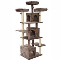 Arranhador de gato grande, luxuoso, multifuncional com três casas, três camas, poleiros e brinquedos
