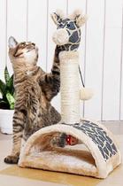 Arranhador de gato luxuoso, multifuncional com estampa de animal para estimular a caça e brinquedos