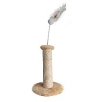 Arranhador De Gato Mini Poste Em Sisal Bege E Mola Bolinha