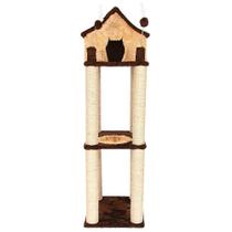 Arranhador Divert Cat para Gatos 3 Plataformas Mini Castelo Marrom e Bege