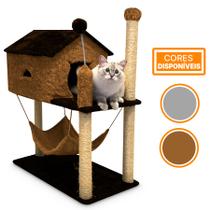 Arranhador Gato Casa Com Dois Andares Rede Brinquedo Bolinha Sisal Arranhador Gato Casa Com Dois Andares Rede Brinquedo Bolinha Sisal