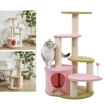 Arranhador Gato Pet Felino Animais Casinha Brinquedo 5 Modos Descanso Escala Sisal Aconchegante Confortavel Macio Casa Petshop Torre