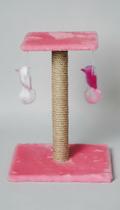 Arranhador Gato Poste Duas Bases Brinquedo Duplo Pink