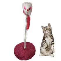 Arranhador Gato Ratinho Guizo Mola Pet Brinquedo Interativo Felino Animal de Estimaçao Macio Pelucia Diversao Entretenimento Lazer