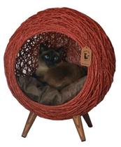 Arranhador gatos toca Vermelha almofada preta sisal 4 pés madeira 50x43 suporta 10kg