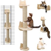 Arranhador grande de parede com prateleira para gatos e sisal