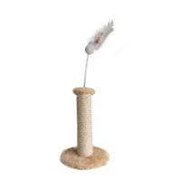 Arranhador Hello Pet Sisal e Pelúcia Bege com Mola para Gatos