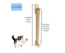 Arranhador P/ Gatos Poste Parede Corda Sisal Vertical G - Três Mares Variedades